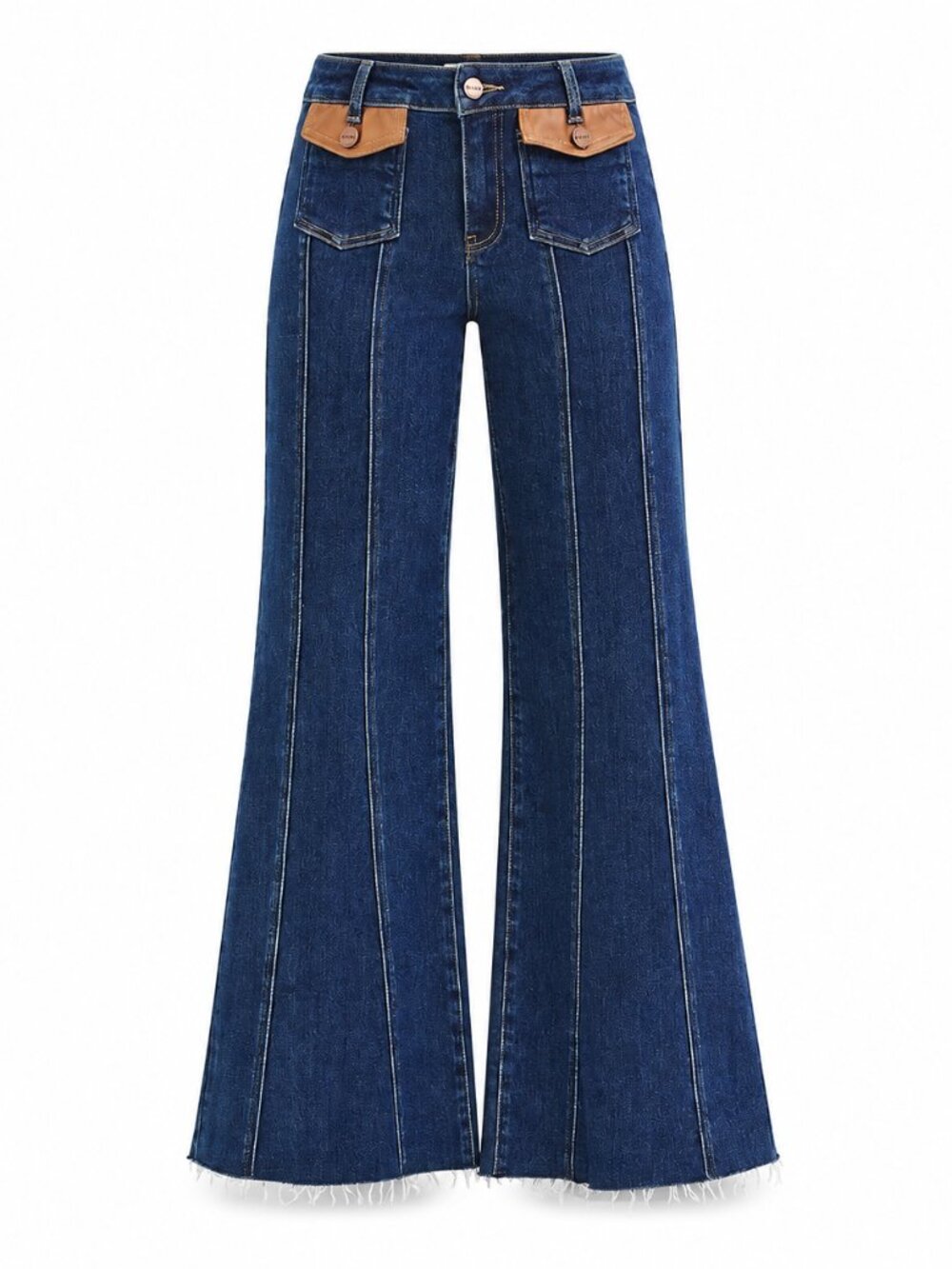 RISEN High Rise Leather Pocket Flare Jeans New | #27